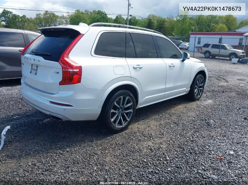 2019 Volvo Xc90 T6 Momentum VIN: YV4A22PK0K1478673 Lot: 42231156
