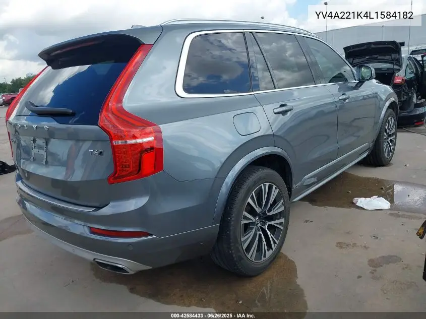 2020 Volvo Xc90 T6 Momentum 6 Passenger VIN: YV4A221K4L1584182 Lot: 42584433