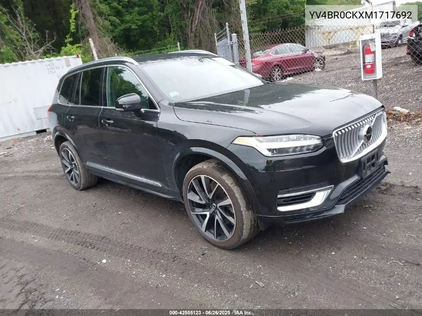 2021 Volvo Xc90 Recharge Plug-In Hybrid T8 Inscription Expression 7 Passenger VIN: YV4BR0CKXM1717692 Lot: 42555123