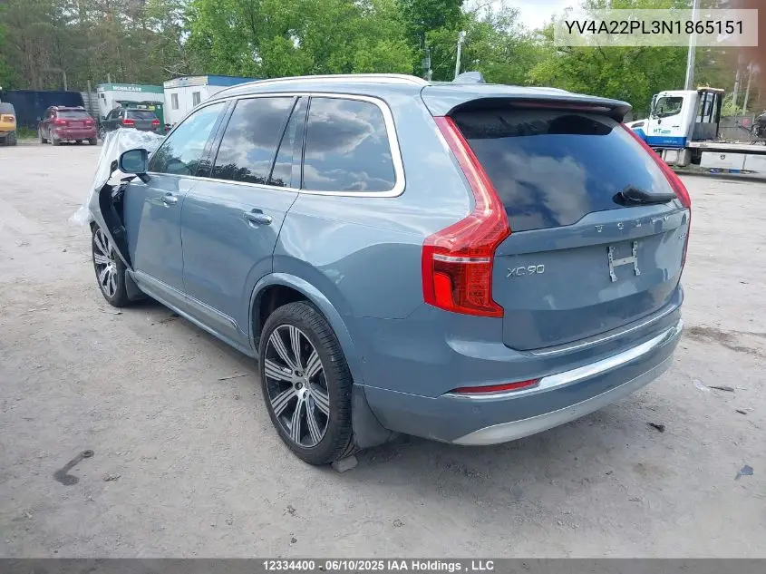 2022 Volvo Xc90 T6 Inscription VIN: YV4A22PL3N1865151 Lot: 12334400