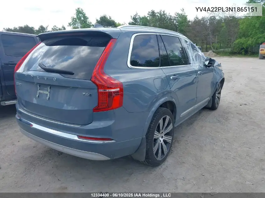 2022 Volvo Xc90 T6 Inscription VIN: YV4A22PL3N1865151 Lot: 12334400