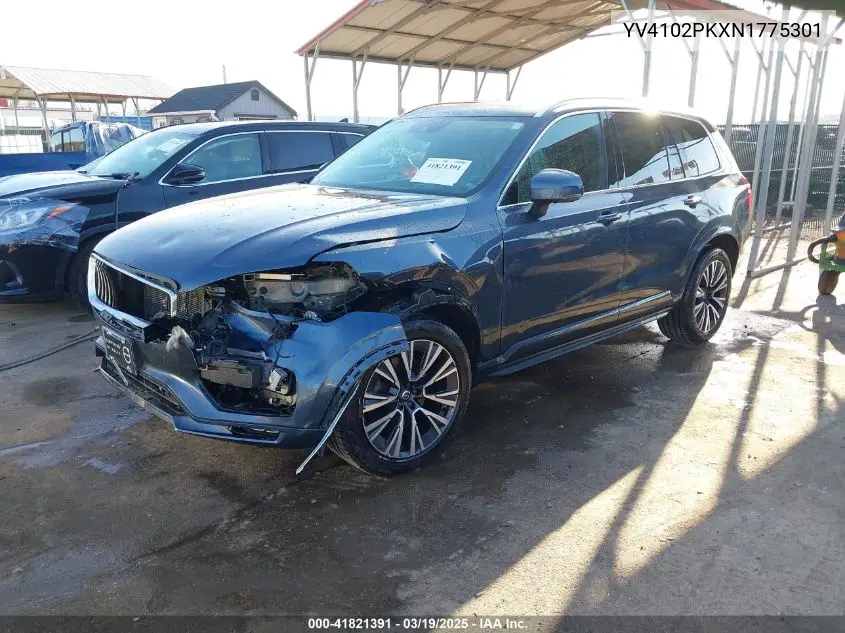 2022 Volvo Xc90 T5 Momentum 7 Passenger VIN: YV4102PKXN1775301 Lot: 41821391