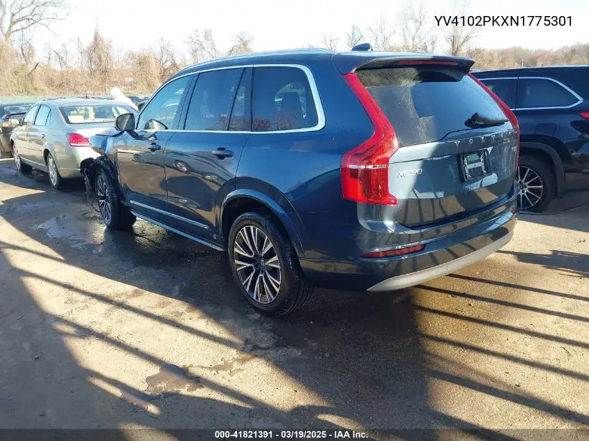 2022 Volvo Xc90 T5 Momentum 7 Passenger VIN: YV4102PKXN1775301 Lot: 41821391