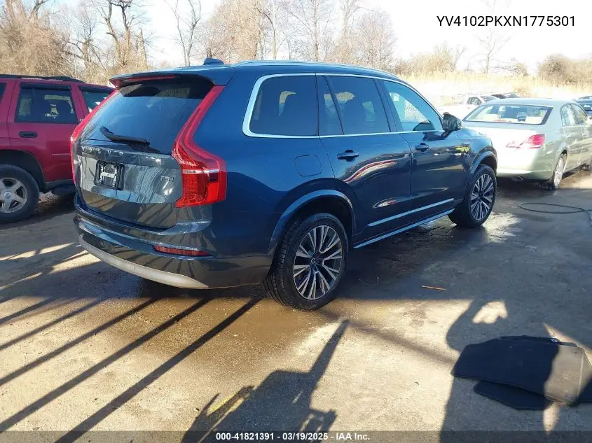 2022 Volvo Xc90 T5 Momentum 7 Passenger VIN: YV4102PKXN1775301 Lot: 41821391