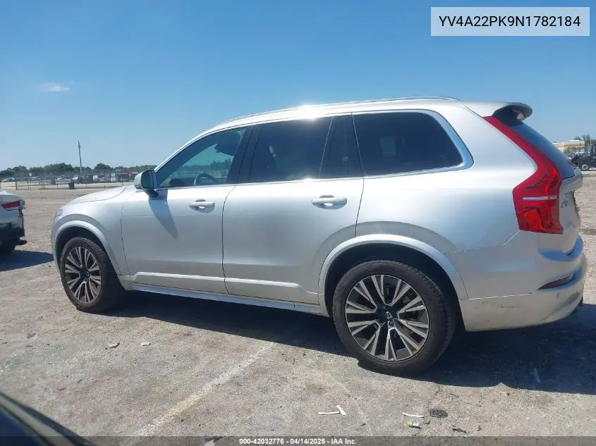 2022 Volvo Xc90 T6 Momentum VIN: YV4A22PK9N1782184 Lot: 42032776