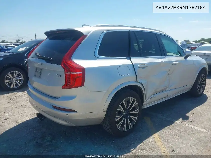2022 Volvo Xc90 T6 Momentum VIN: YV4A22PK9N1782184 Lot: 42032776