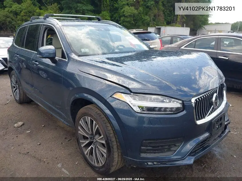 2022 Volvo Xc90 T5 Momentum 7 Passenger VIN: YV4102PK2N1783201 Lot: 42600227
