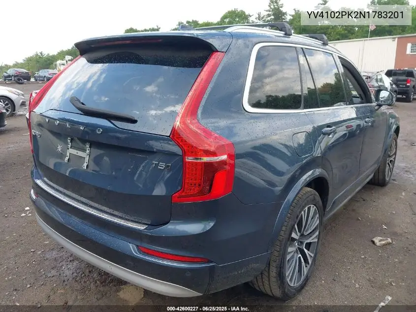 2022 Volvo Xc90 T5 Momentum 7 Passenger VIN: YV4102PK2N1783201 Lot: 42600227
